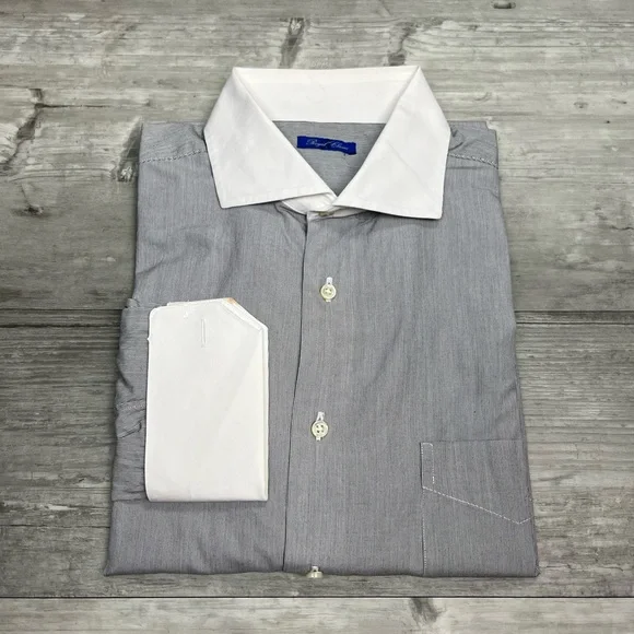 tom james | Shirts | Tom James Grey White Collar French Cuff Dress Shirt 65  3233 | Poshmark